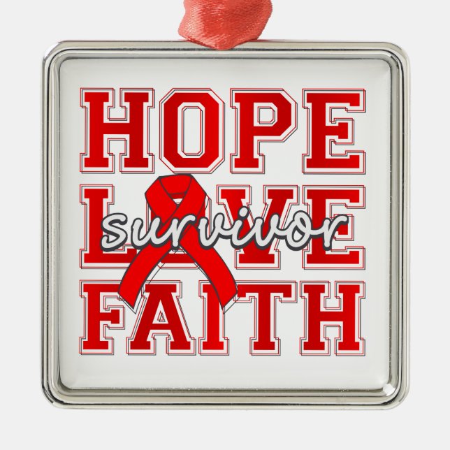 Ornement Métallique Stroke Hope Love Faith Survivante (Devant)