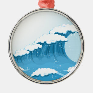 Ornement Métallique Surf Blue Wave et océan