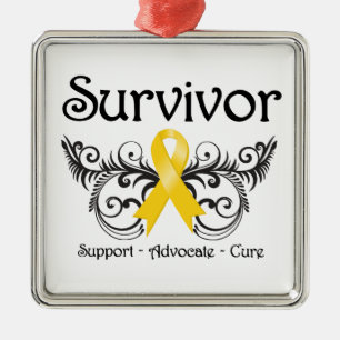 Ornement Métallique Survivant Deco floral de Cancer d'enfance