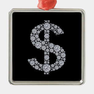 Ornement Métallique Symbole dollar Bling de diamant
