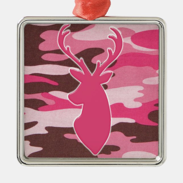 Ornement Métallique Tête rose de cerfs communs de camo (Devant)