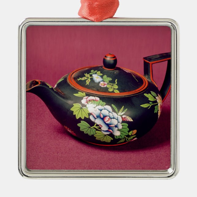 Ornement Métallique Théière noire de basalte (Devant)