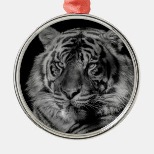 Ornement Métallique Tigre noir et blanc