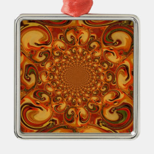 Ornement Métallique Tons Abstraits orange, marron et vert