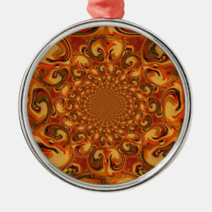 Ornement Métallique Tons Abstraits orange, marron et vert