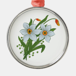 Ornement Métallique Tulipes et fleurs de jonquilles