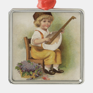 Ornement Métallique Un EasterBoy heureux avec la guitare de Shell
