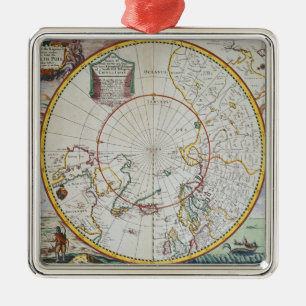 Ornement Métallique Une carte du Pôle Nord