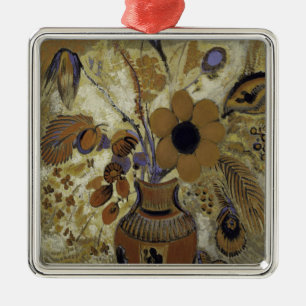 Ornement Métallique Vase à Etruscan avec des fleurs
