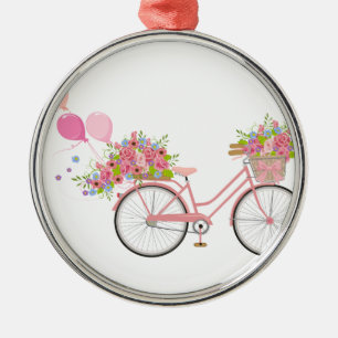 Ornement Métallique Vélo Whimsical Rose