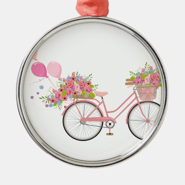 Ornement Métallique Vélo Whimsical Rose (Devant)