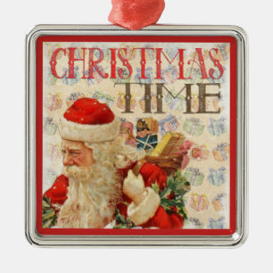 Ornement Métallique Vintage Noël heure Père Noël