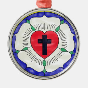 Ornement Métallique Vitrail de la Rose de Luther