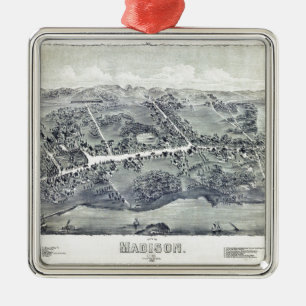 Ornement Métallique Vue aérienne de Madison, le Connecticut (1881)