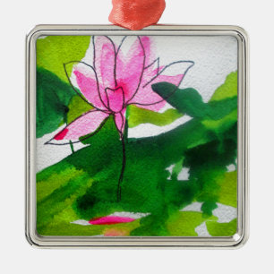 Ornement Métallique Waterlily abstract watercolour flower art