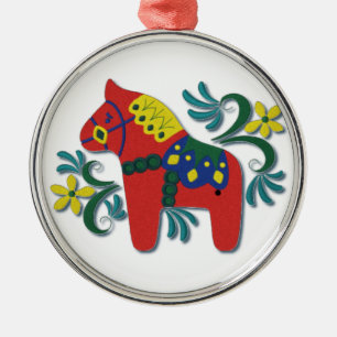 Ornement Métallique Whimsical suédois Dala Horse