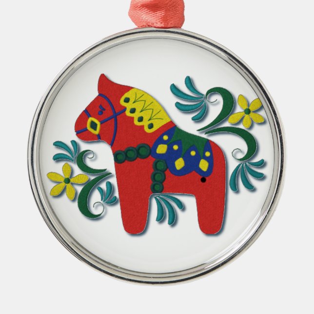 Ornement Métallique Whimsical suédois Dala Horse (Devant)