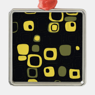 Ornement Métallique Yellow, Lime, Black Retro Abstract Art