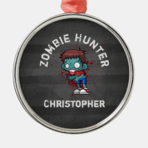 Ornement Métallique Zombie Hunter with Blood Splatter Creepy