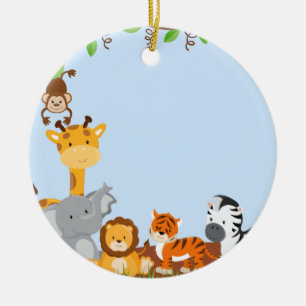 Ornement mignon bleu d'animal de bébé de jungle
