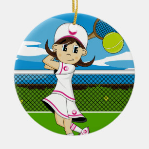 Ornement mignon de fille de tennis