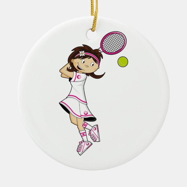 Ornement mignon de fille de tennis (Devant)