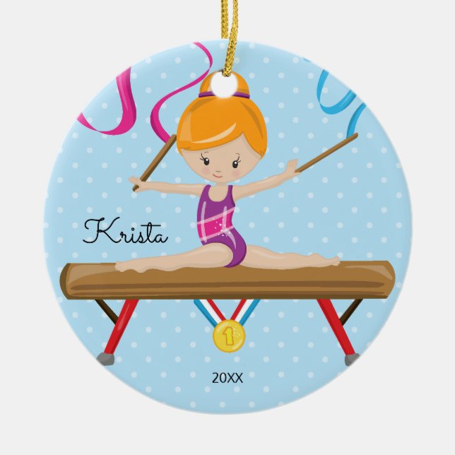 Ornement mignon de Noël de gymnastique de gymnaste (Devant)