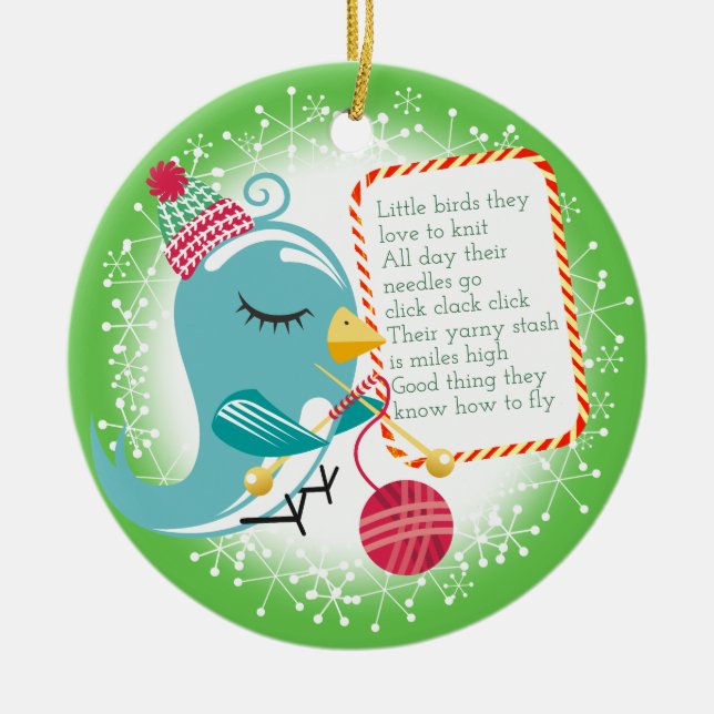 Ornement mignon de Noël de poème de tricot de fil (Devant)