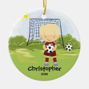 Ornement mignon de Noël de sport de footballeur