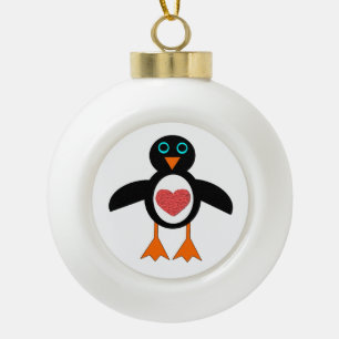 Ornement mignon de pingouin de coeur