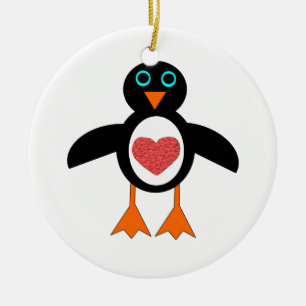 Ornement mignon de pingouin de coeur