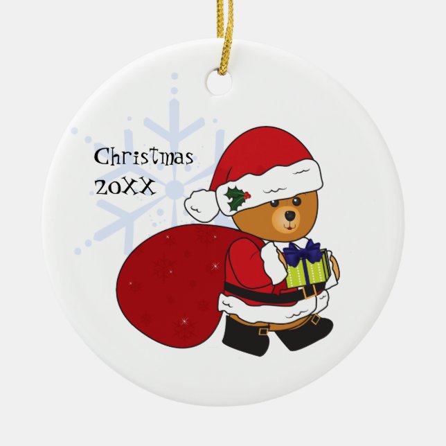 Ornement mignon personnalisable de Noël d'ours de (Devant)