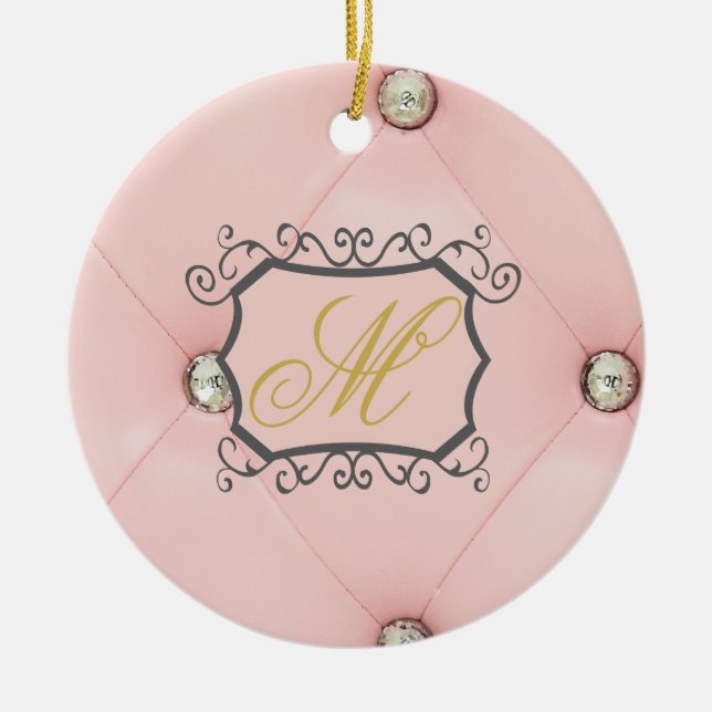 Ornement Motif en cuir verni rose diamant (Devant)