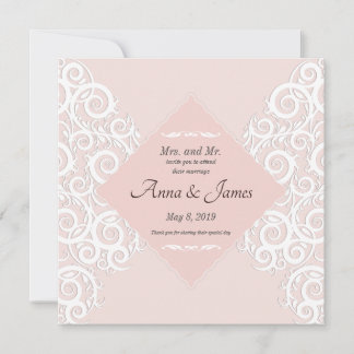 Ornement motif Sur Faire-part de mariage Rose