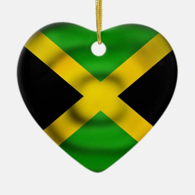 Ornement noir de drapeau de coeur de la Jamaïque (Devant)