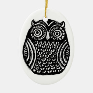 ornement noir d'encre de hibou. coutume de Noël de
