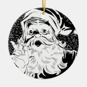 Ornement noir et blanc père Noël