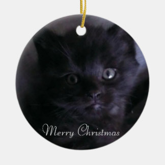 Ornement noir mignon d'arbre de Noël de chaton