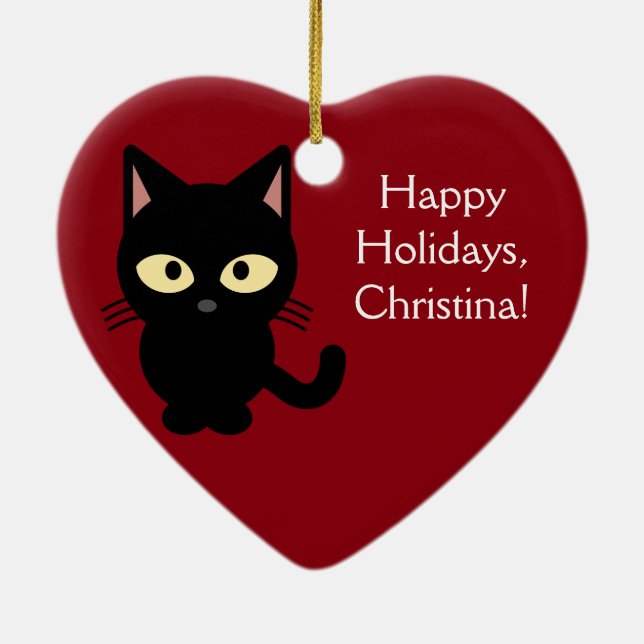 Ornement nommé fait sur commande de chaton de Noël (Dos)