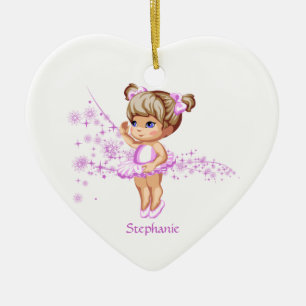 Ornement nommé personnalisé de coeur de fille de