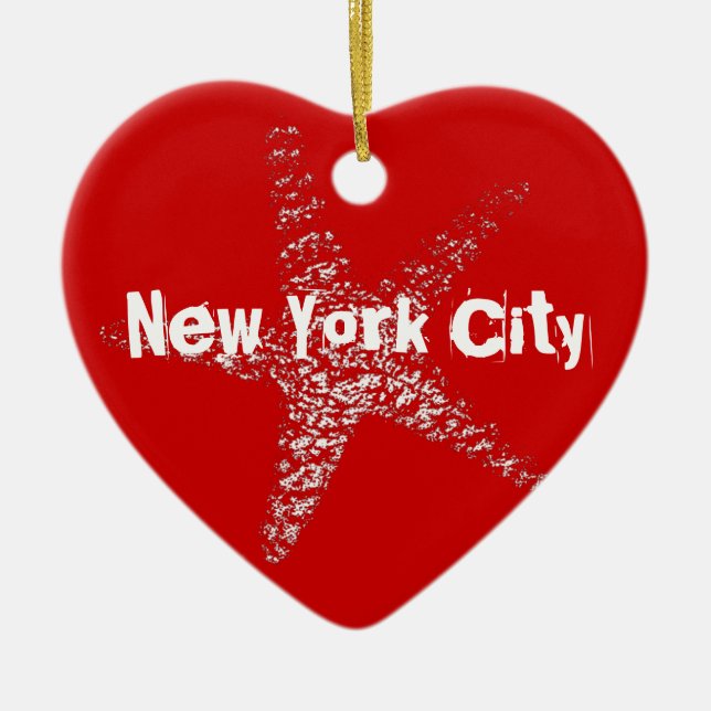Ornement NYC de coeur d'étoiles de mer ou (Devant)