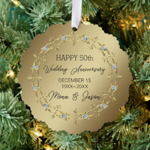 Ornement Or avec Diamants Anniversaire Mariage
