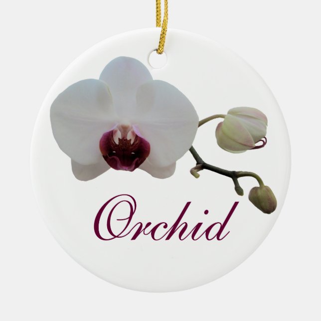 Ornement - Orchidée blanche à lèvres rubis (Devant)