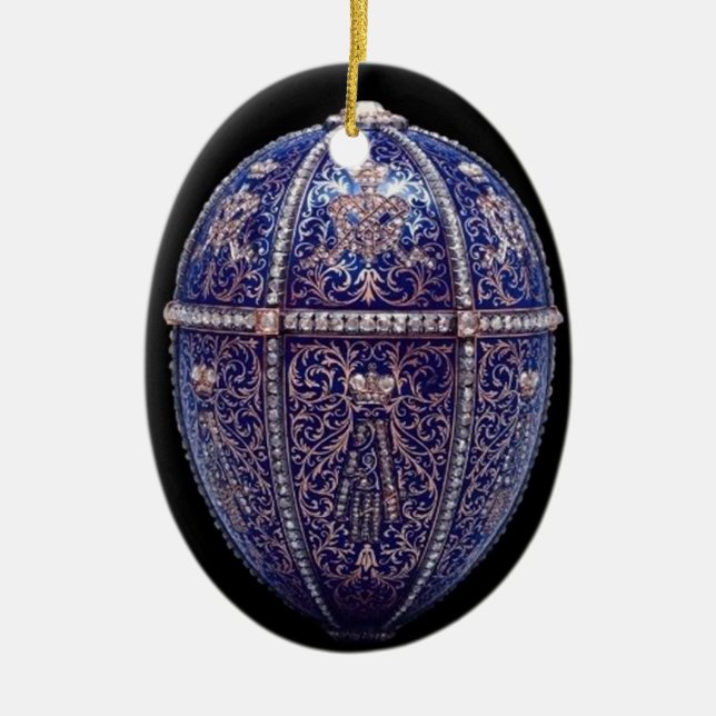 Ornement orné de bijoux bleu d'oeufs (Devant)