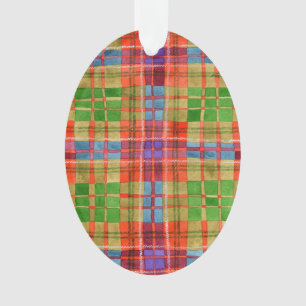 Ornement ovale en acrylique MAC RAE TARTAN
