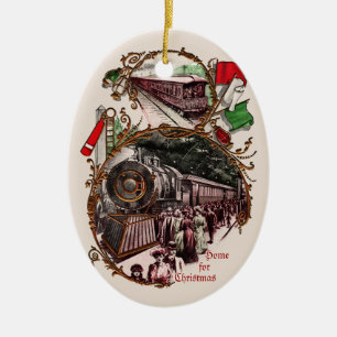 Ornement Ovale En Céramique 1900s Accueil pour l'ornement du train de Noël
