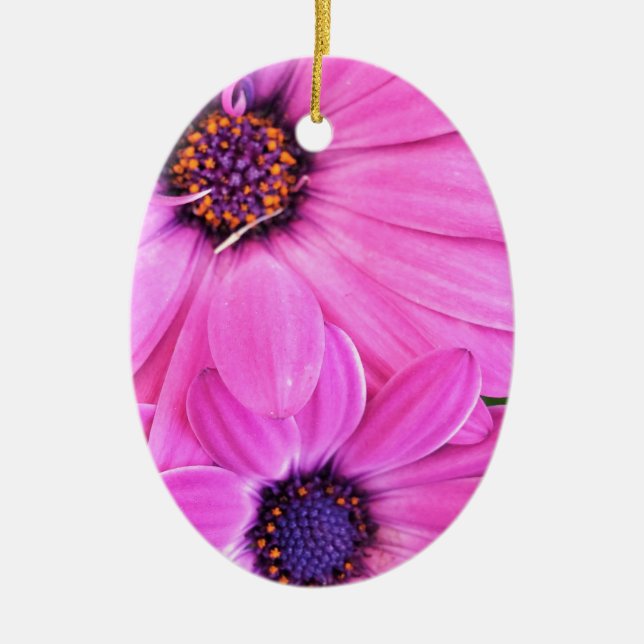 Ornement Ovale En Céramique À l'intérieur de rose pourpre Gerbera Fleur de mar (Devant)