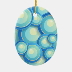 Ornement Ovale En Céramique Abstract blue in green