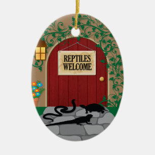 Ornement Ovale En Céramique Accueil de reptiles