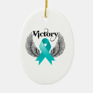 Ornement Ovale En Céramique Ailes de victoire - Cancer ovarien